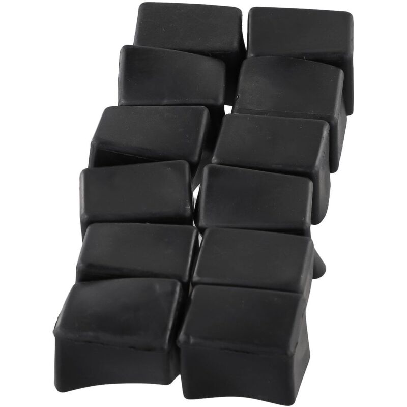 Lot de 12 couvre-pieds rectangulaires en caoutchouc pour meubles rembourrés - Protections de sol carrées - 20 x 30 mm
