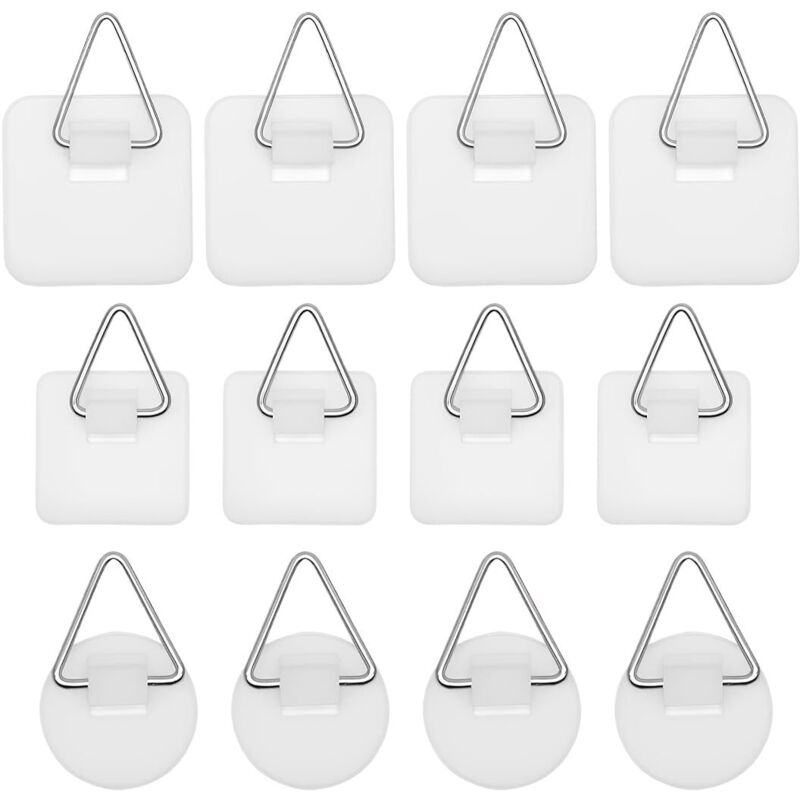 Lot de 12 crochet adhesif mural Crochets Adhésifs Invisibles, Accroche Tableau Adhesif, Accroche Tableau Mural sans Percer, Support Tableau Mural