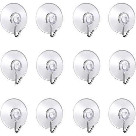 LOT DE 12 CROCHET MURAUX AVEC VENTOUSE D\'ASPIRATION,PETITES VENTOUSES PLASTIQUES AVEC CROCHET RONDE POUR SALLE DE BAINS ET CUISINE