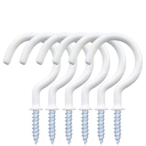 Lot de 12 crochets à vis, crochets de plafond en forme de tasse, support mural robuste en plastique pour plantes suspendues (7,3 cm, blanc)