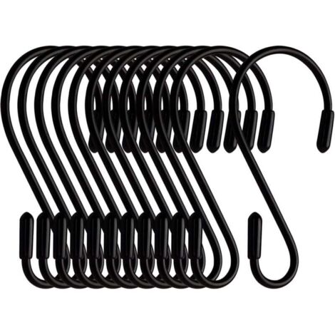 Lot de 12 crochets en S - Noirs - 8 cm - En forme de S - Charge maximale : 5 kg