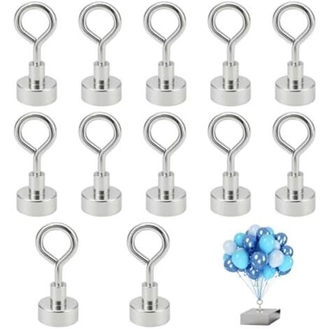 Lot de 12 crochets magnétiques, magnétiques puissants, extra support ballon magnétique, poids à hélium, pour ballons hélium -
