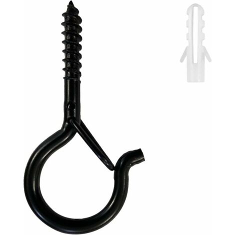 Lot de 12 Crochets Mural Plafond à Visser avec Sécurité Charge Lourde Q-Hanger Pour paniers de plantes, guirlandes lumineuses, lanternes, carillons à oiseaux – Noir,