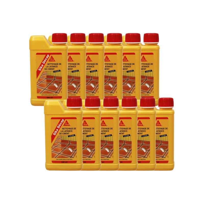 Sika - Lot de 12 décapants de laitance du ciment Décap - Ambré - 500ml