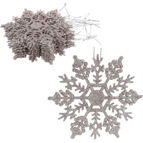 lot De 12 - Dcorations  Suspendre Avec Flocon De Neige De 10 Cm(or Rose) - Dcorations De Nol