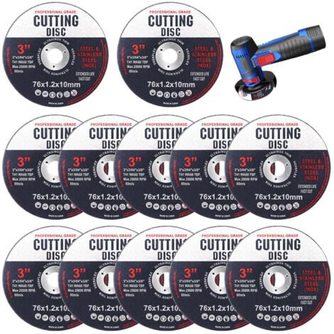 Lot de 12 Disques à Tronçonner 76 mm pour Bois et Métal - Disques à Lamelles Abrasifs Noirs