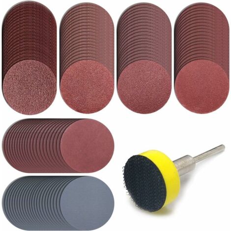 Lot de 12 Disques Abrasifs 25 mm Grains 100-3000 pour Outils Rotatifs Tige 3,2 mm