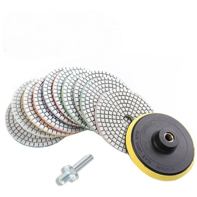 Lot de 12 disques de polissage diamant humide et sec - 4' - Pour granit, marbre, béton, pierre,de Debuns