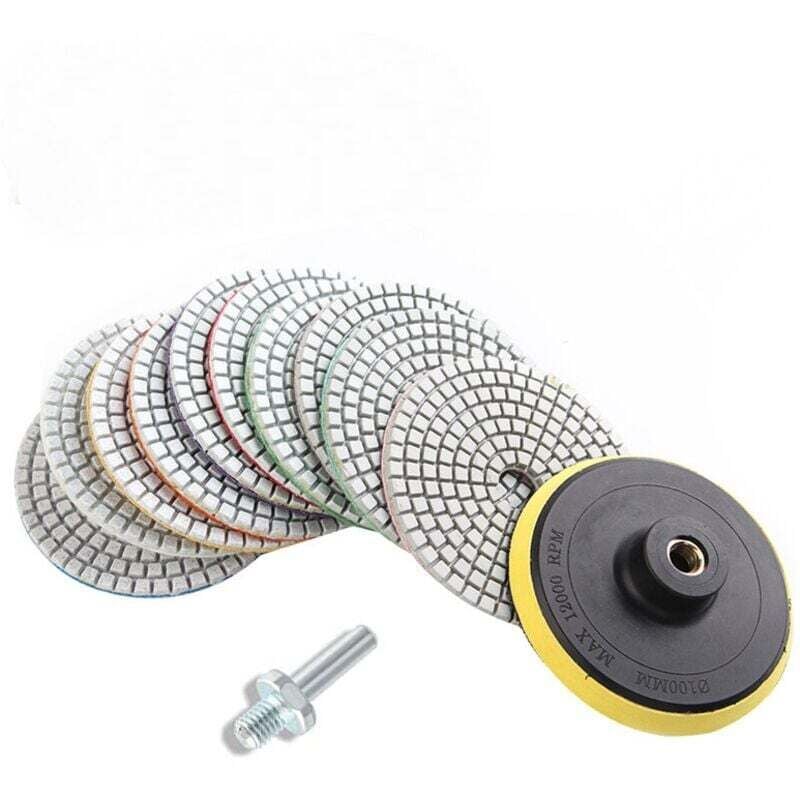 Image of Lot de 12 Disques Diamant 4" Polissage Humide Sec Granit Marbre Béton Pierre