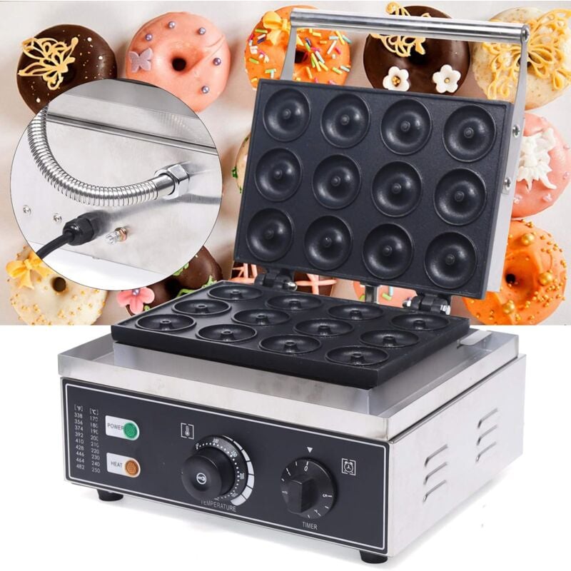 Lot de 12 Donut Maker Antiadhésif 1500 w Gaufrier Électrique Commercial 220V Electrique Doughnut Baker Maker Machine Usage Commercial Antiadhésif