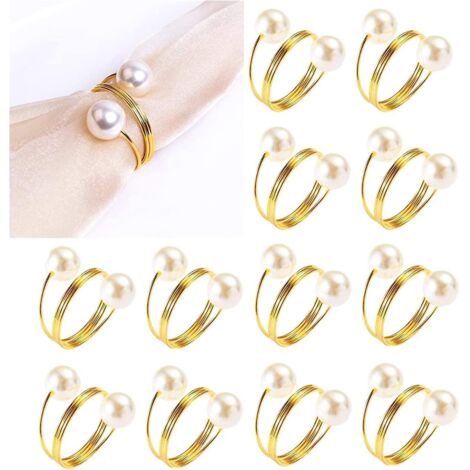 (lot De 12, Dor)ronds De Serviette En Perles Pour Mariage, La Saint-valentin, Nol, Runions De Famille, Dners