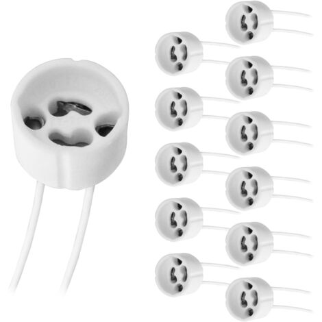 Lot de 12 Douille GU10, Base Céramique, Câble Silicone 14cm, Pour Spot LED Et Halogène, Plafond Cuisine Salle De Bain