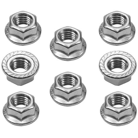 Lot de 12 écrous hexagonaux à bride dentelée M12, écrous hexagonaux à bride M12-1,75 mm