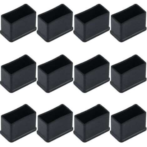 Lot de 12 embouts de protection rectangulaires en feutre de caoutchouc noir de 15 x 30 mm pour pieds de table ou de chaise.