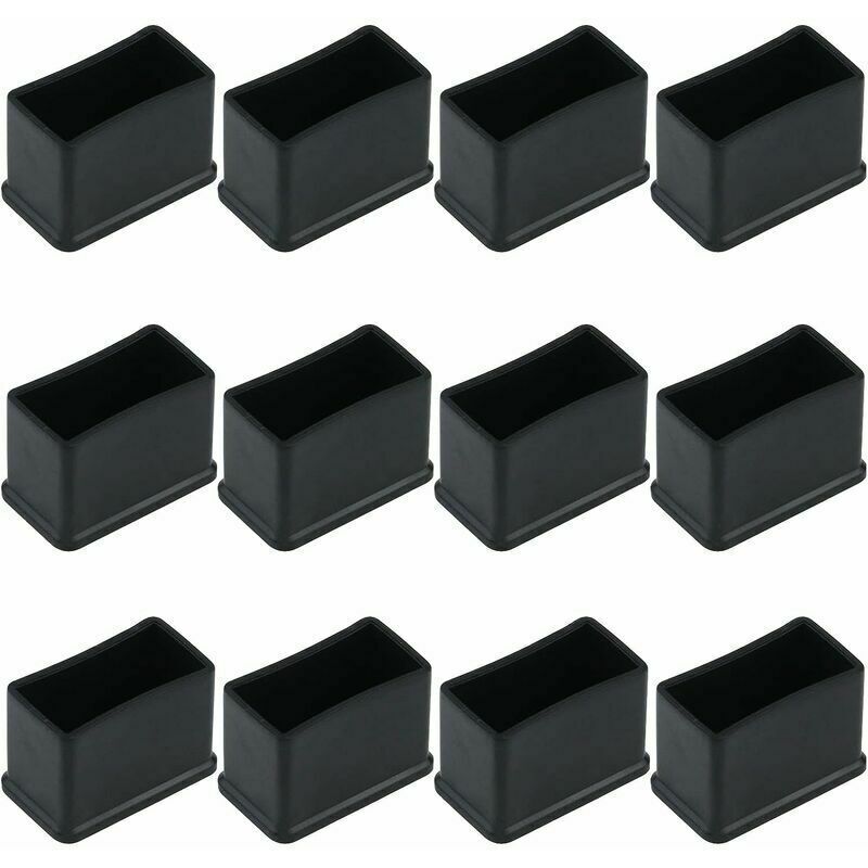 Lot de 12 embouts de protection rectangulaires en feutre de caoutchouc pour pieds de table ou de chaise( Noir ,15 x 30 mm)