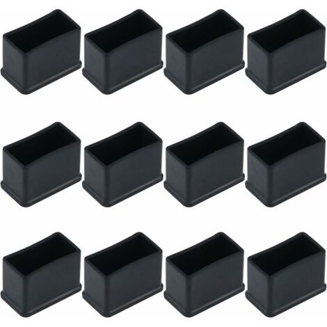 Lot de 12 embouts de protection rectangulaires en feutre de caoutchouc pour pieds de table ou de chaise Noir 15 x 30 mm,