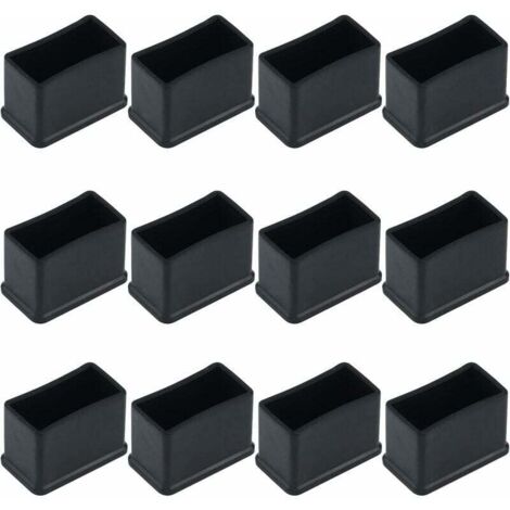 Lot de 12 embouts de protection rectangulaires en feutre de caoutchouc pour pieds de table ou de chaise Noir 15 x 30 mm,