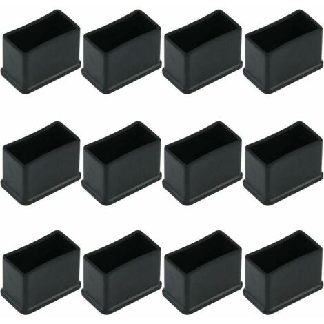 Lot de 12 embouts de protection rectangulaires en feutre de caoutchouc pour pieds de table ou de chaise( Noir ,15 x 30 mm)