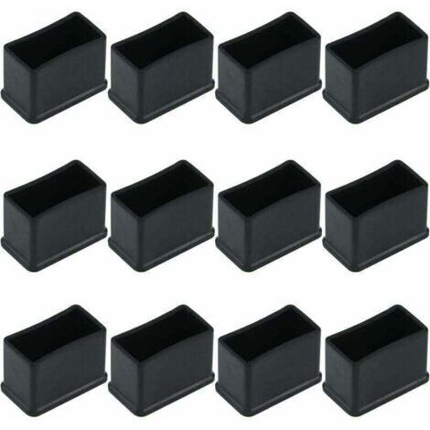 Lot de 12 Embouts de Protection Rectangulaires en Feutre de Caoutchouc pour Pieds de Table ou de Chaise - Noir, 15 x 30 mm.-INHHUB