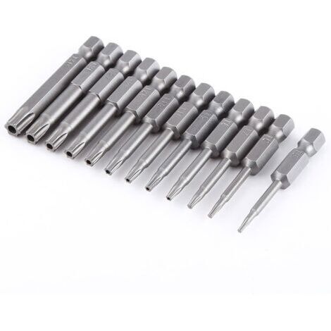 Lot de 12 Embouts de Tournevis à Tête Hexagonale 1/4", Embouts à Tête Hexagonale, Sécurité Torx à Tige Hexagonale, Embouts de Tournevis à Tête étoile