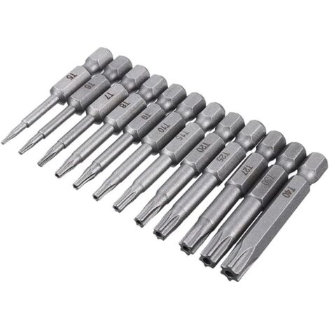 Lot de 12 embouts de tournevis Torx en acier 50 mm T6 T40 t
