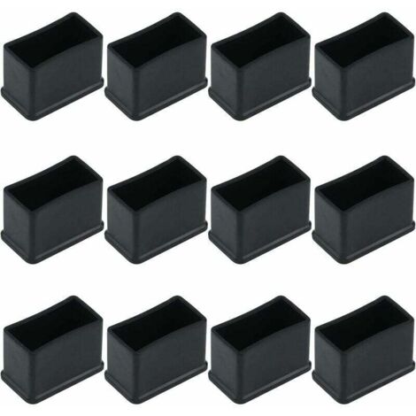 Lot de 12 embouts rectangulaires pour pieds de table ou de chaise en feutre caoutchouc, noir, 15 x 30 mm, STOL