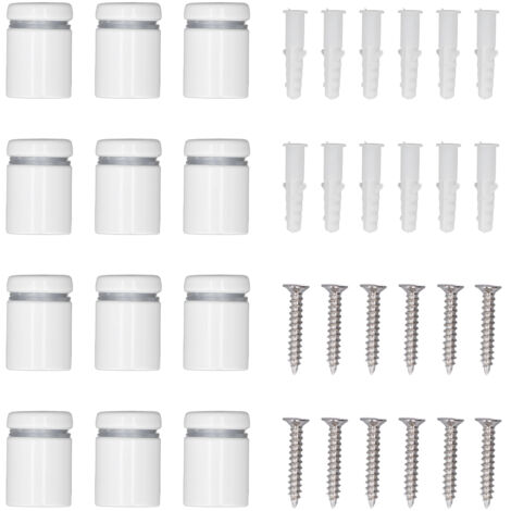 Lot de 12 entretoises publicitaires en verre, en acier inoxydable, 19 x 25 mm, pour supports de panneaux muraux et vis pour enseignes en verre