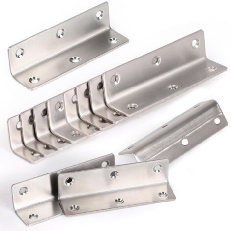 Lot de 12 Equerre Metal perforées 27 x 27 x 100 mm Équerre de Fixation Equerre Inox pour la Réparation de Meubles support pour Meubles, Tables, Chaises, Bibliothèques