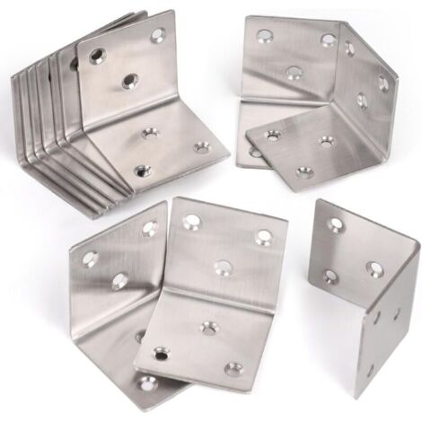 Lot de 12 Équerres Métal Perforées 50x50 mm Inox pour Meubles Tables Chaises Bibliothèques