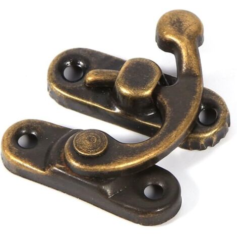 Lot de 12 fermoirs à crochet antiques gauche/droite avec loquet à vis pour la décoration de sacs, boîtes à bijoux et autres objets en bois.