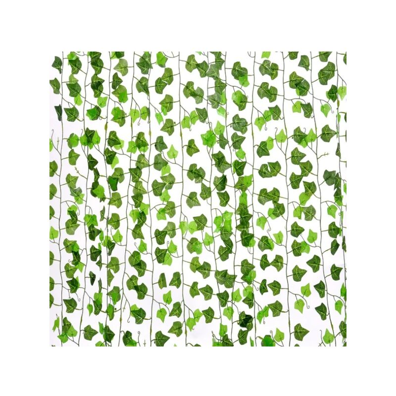 Feiyue - Lot de 12 feuilles artificielles en rotin pour décoration de fête Vert