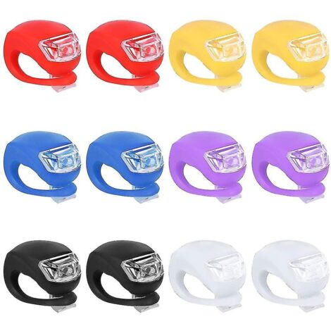 Lot de 12 feux avant et arrière pour vélo, avec étui en silicone étanche. Accessoires lumineux pour vélo, buggy et scooter.