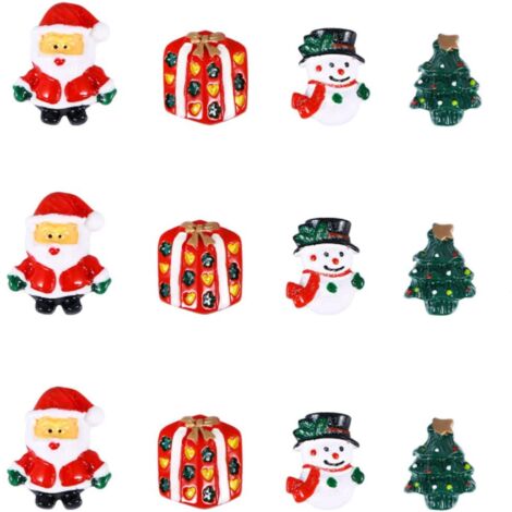 Lot de 12 figurines décoratives de Noël - Décoration de table - Bonhomme de neige - Sapin de Noël - Cadeaux miniatures