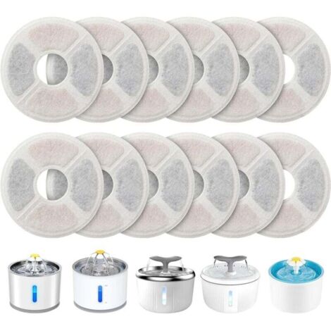 Lot de 12 filtres à charbon actif triple action pour abreuvoirs pour chats de 2 à 2,5 litres