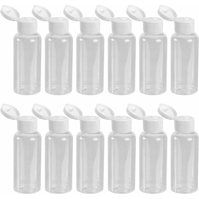 Ayyqh - Lot de 12 flacons vides en plastique de 50 ml avec couvercle rabattable pour émulsion de gel douche