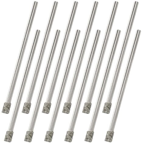 YIRUKA Lot de 12 forets diamantés de 3 mm pour scie-cloche en verre, forets à pointe diamant pour céramique, carrelage, porcelaine, marbre, granit, pierre