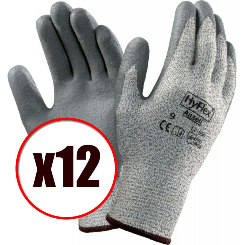 Lot de 12 paires de gants de travail en lycra et kevlar Hyflex 11-630 EN388 anti coupure Taille - Taille 9