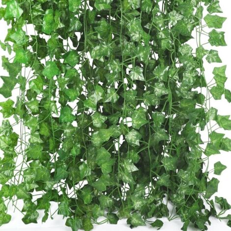 Lot de 12 guirlandes de lierre artificiel de 2,1 m, plantes artificielles suspendues pour mariage, bureau, cuisine, jardin, fête, décoration murale