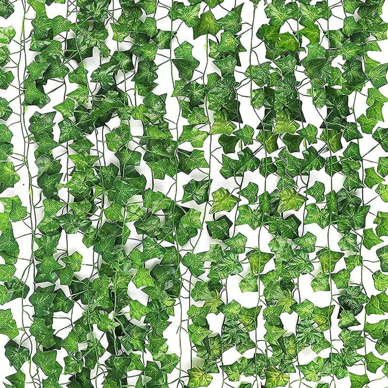 Lot de 12 guirlandes de Lierre artificielles, Plantes suspendues artificielles décoration Murale Faux Lierre, Guirlande Vigne pour Salon, Chambre,