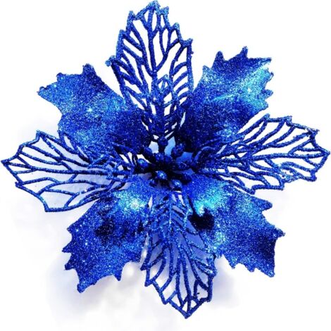 Lot de 12 guirlandes scintillantes pour Noël, décorations bleues de 16 cm pour sapin
