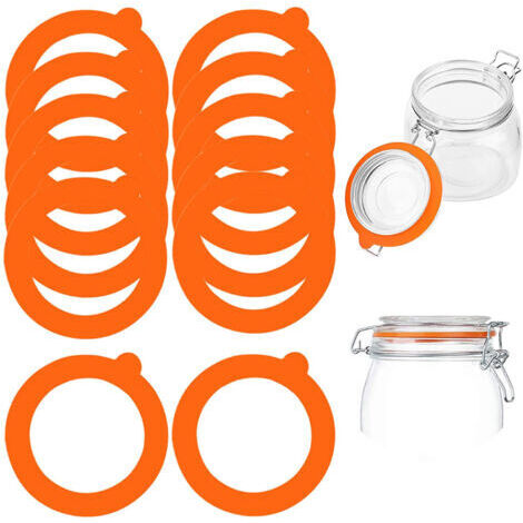 Lot de 12 Joints D'éTanchéIté de Rechange en orange Silicone Pour Bocaux Mason 69 X 94 mm