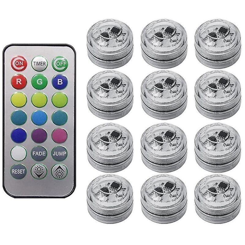 Feiyue - Lot de 12 lampes d'ambiance led colorées sans fil pour intérieur de voiture