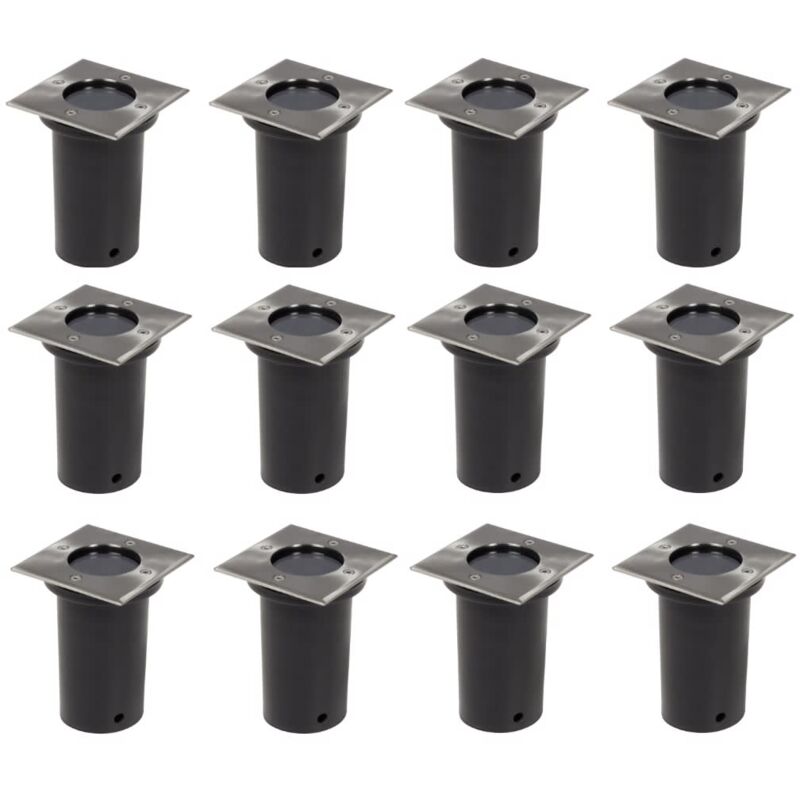 12 pcs Lampes encastrables au sol d'extérieur Carré Vidaxl