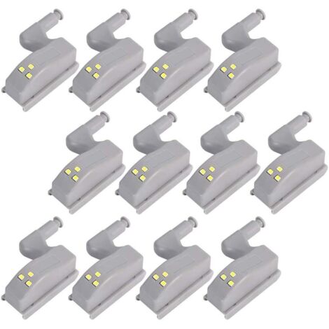 Lot de 12 lampes LED à charnière avec capteur pour salon, chambre, armoire, placards de cuisine
