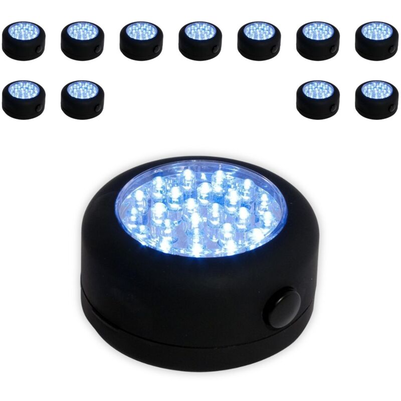 Chacon - Lot de 12 lampes led rondes magnétiques - classe a+ Noir - 60lm