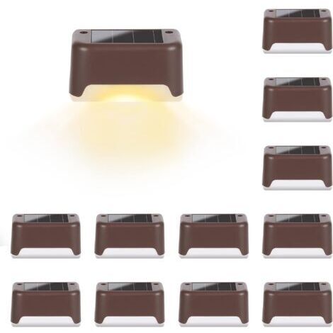Lot de 12 lampes solaires étanches, éclairage solaire pour terrasses, escaliers, clôtures, jardins, patios et allées (blanc chaud)
