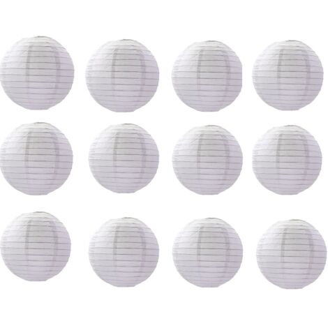 Lot de 12 Lanternes en Papier Décoratives Lanterne en Papier Blanc de 8 Pouces Abat-Jour Rond Décoratif