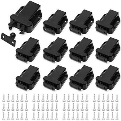Lot De 12 Loquet à Dégagement Tactile Avec Vis, Loquets Poussoir Fonction Verrouillage Automatique Placard, Pour Armoire Et Tiroir -