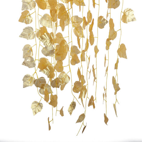 Lot de 12 Lotus Artificiels en Or, Fausses Plantes de Guirlande Suspendues pour la Décoration Extérieure de Jardin de Fête de Mariage (210908XU02-2)