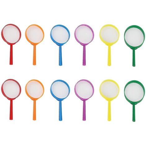 Lot de 12 loupes en plastique colorées pour enfants et personnes âgées permettant de regarder des images.